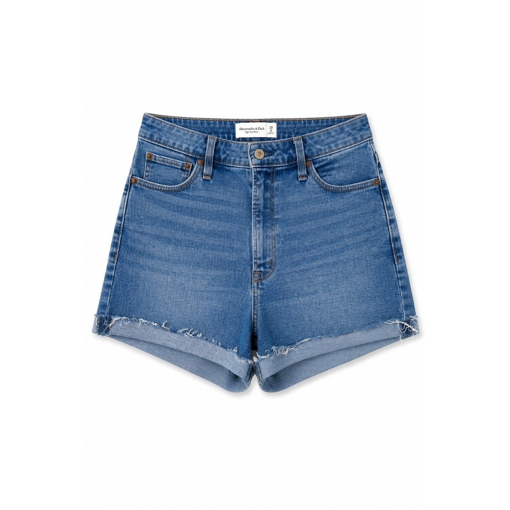 Abercrombie & Fitch High Rise Curve Love Denim Shorts Women 29/8 Y2K Roll Cuff